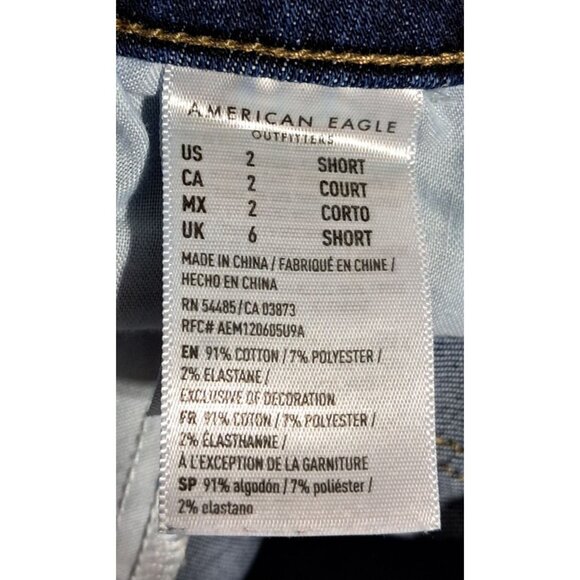 American Eagle Jeans Womens Hi-Rise Distressed Jegging Size 2 Short Destroyed Da - Picture 4 of 15